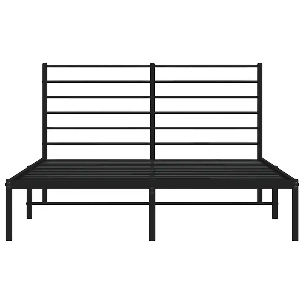 Letto matrimoniale | Letto per adulti | Giroletto con Testiera in Metallo Nero 140x190 cm