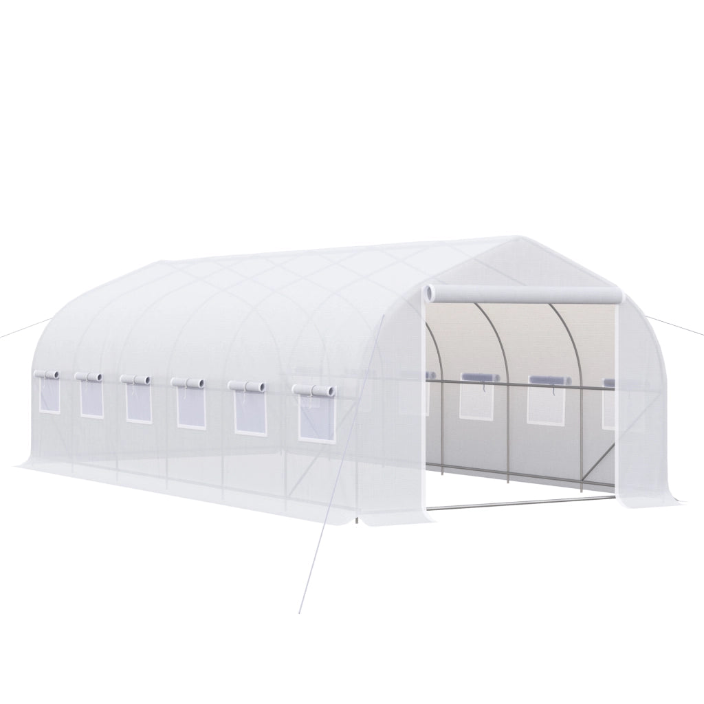Serra da Giardino Tunnel 6x3x2 m ¨C zephmum ¨C 12 Finestre e Porta con Zip, Metallo, Bianco