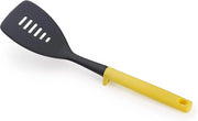 Joseph Joseph Duo Cucchiaio Forato Resistente al Calore, Cucchiaio da cucina con Poggiamestolo integrato, Antiaderente, Giallo Chiaro