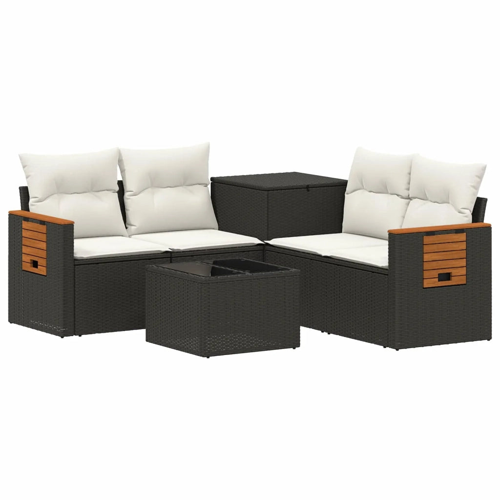 Set di divani 6 pz Nero e Bianco Crema 3447656