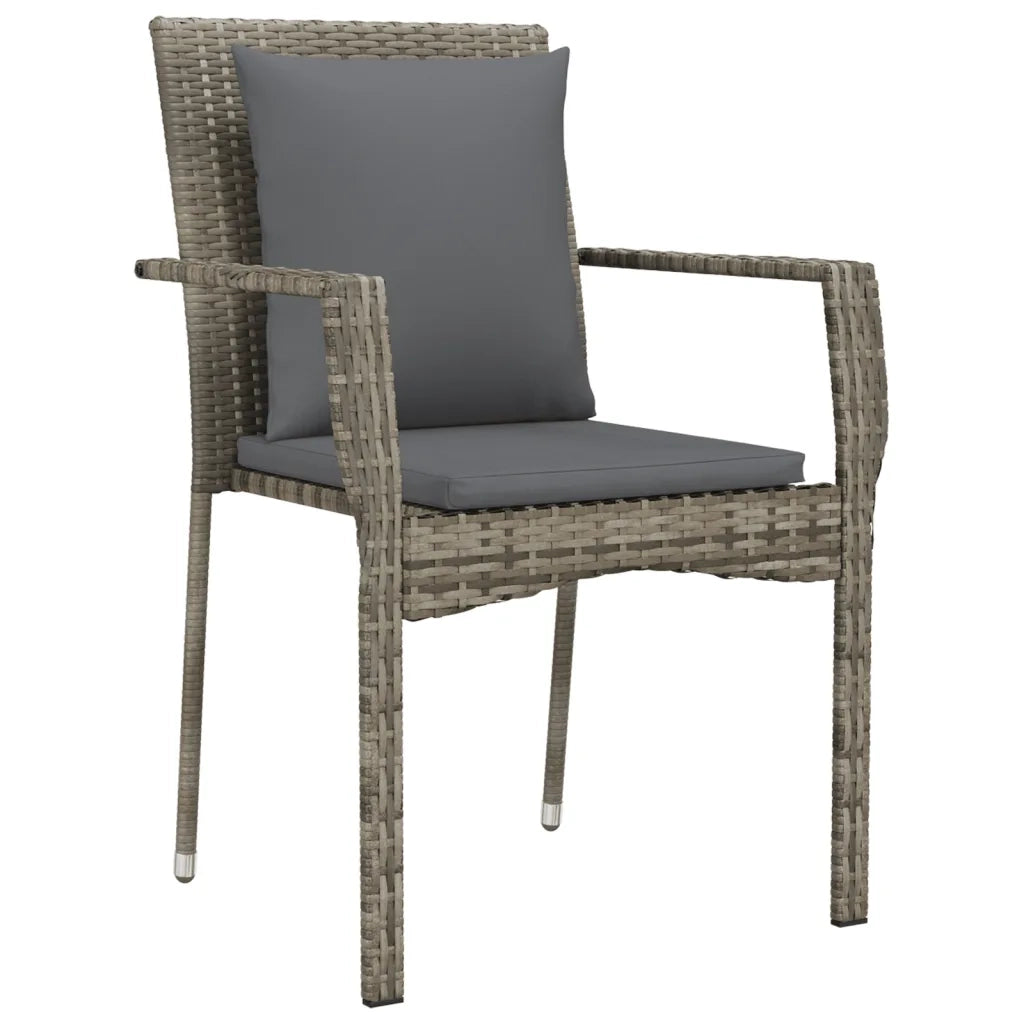 Set da Pranzo da Giardino 9 pz con Cuscini in Polyrattan Grigio 3157962