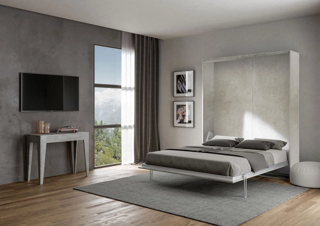 Letto Matrimoniale a Scomparsa Salvaspazio Kentaro H210,5 Cashmere Grigio