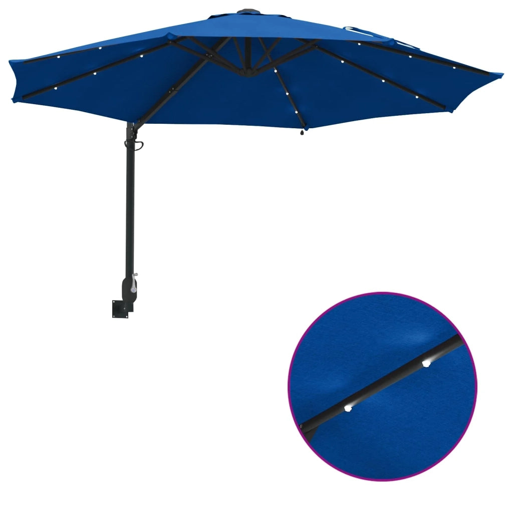 Moderno ombrellone da giardino inclinabile con illuminazione LED per esterni 248 x 248 x 148 cm poliestere azzurro 02_0058649