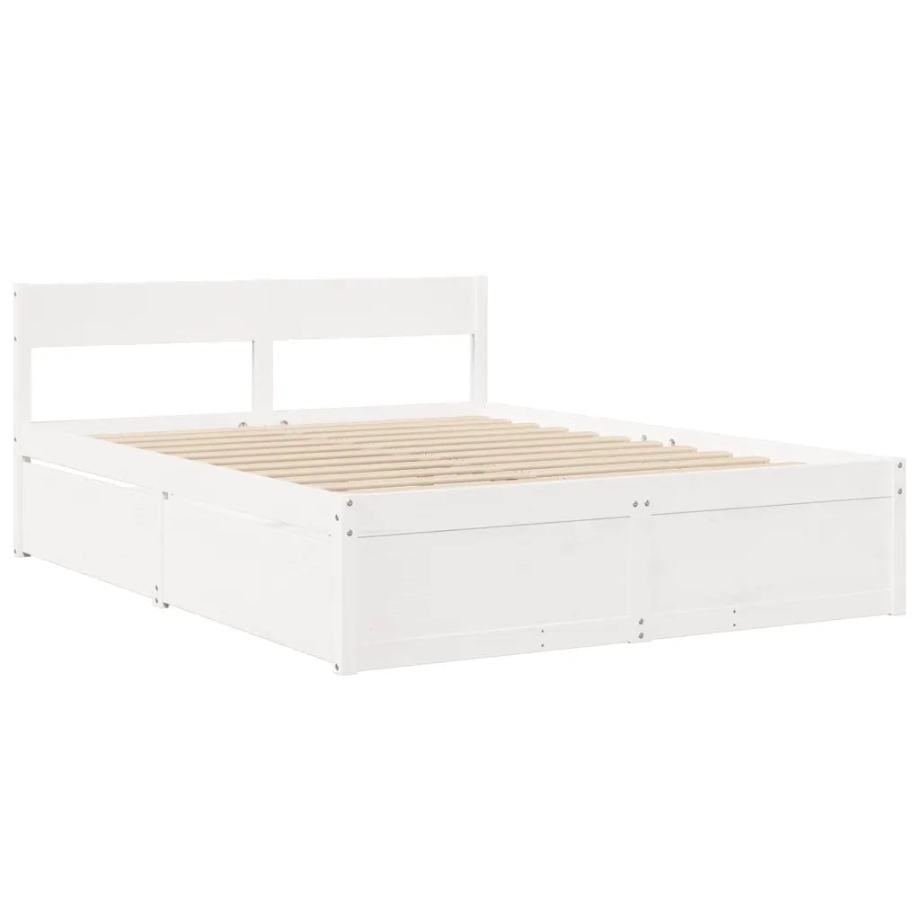 Letto senza Materasso Bianco 150x200 cm Legno Massello di Pino