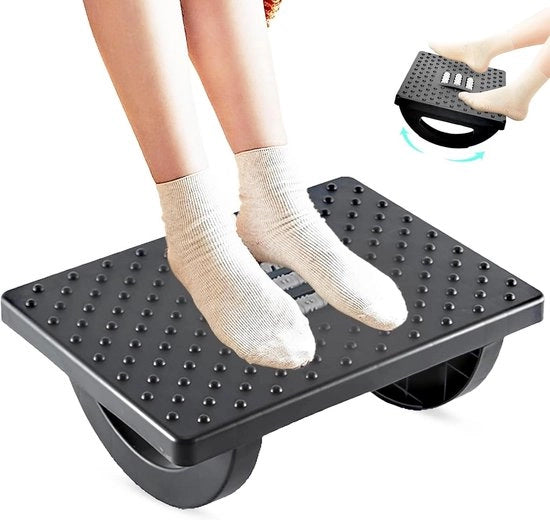 Sostegno per piedi regolabile sotto il tavolo - Comodo e antiscivolo con cuscino ergonomico in plastica e effetto massaggiante