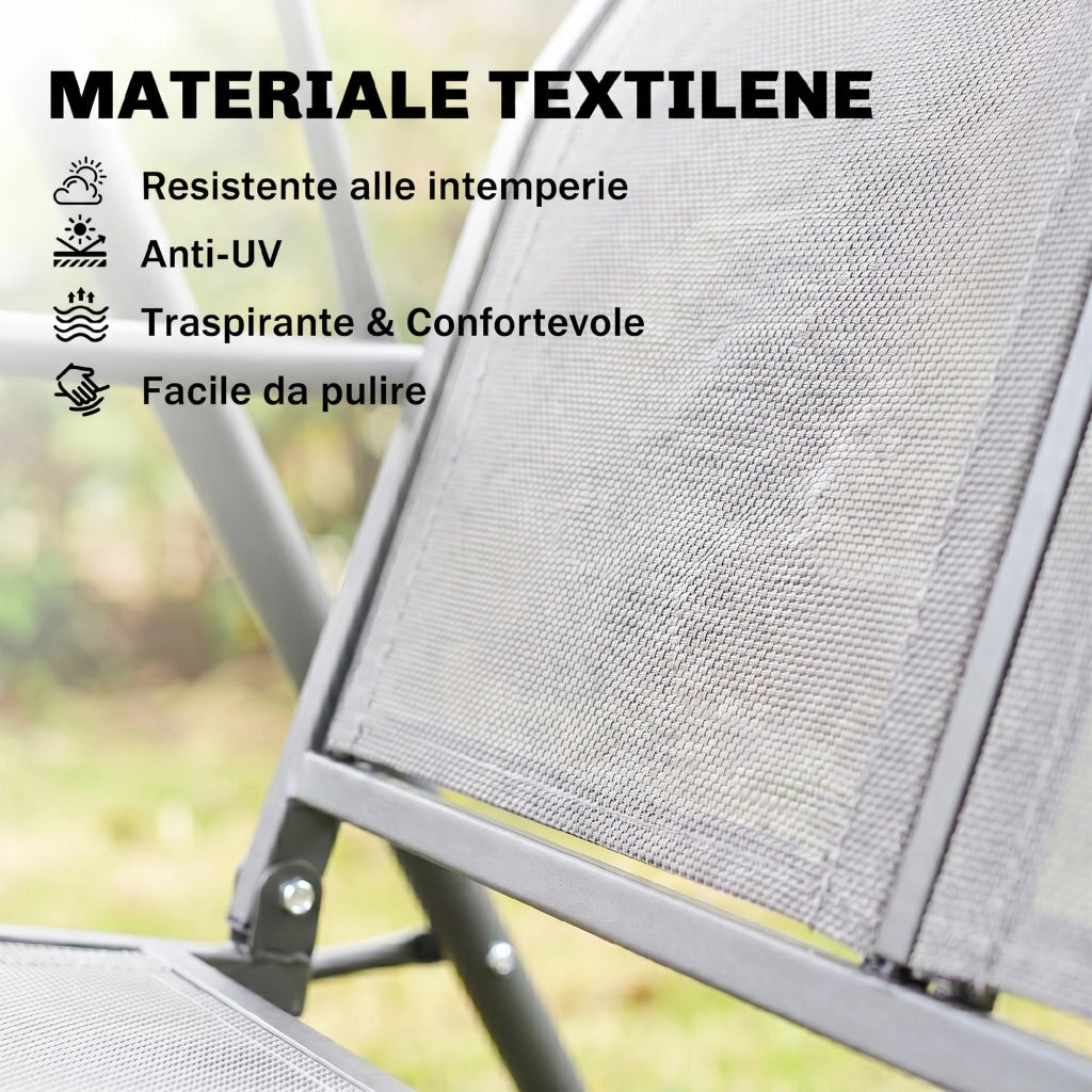 Dondolo 3 Posti da Giardino Esterno Terrazzo in Poliestere Grigio