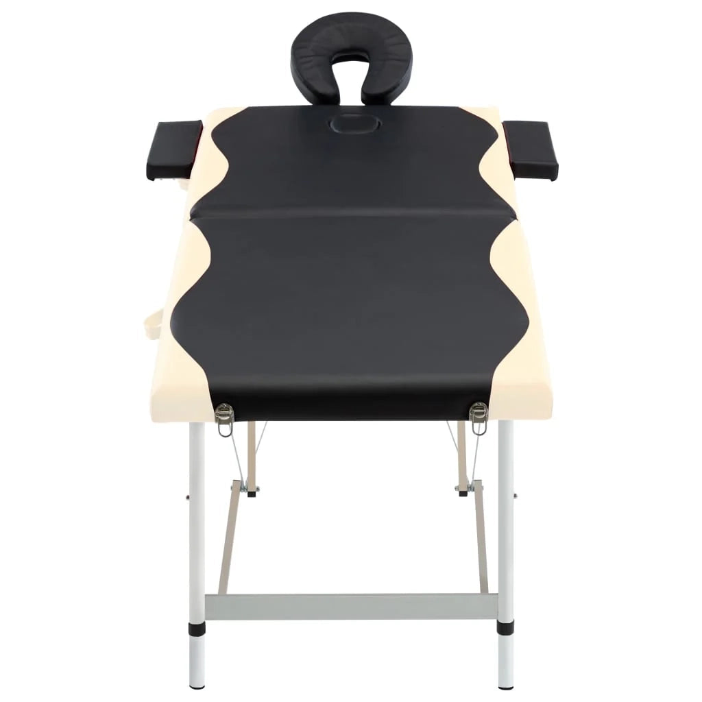 Lettino da massaggio pieghevole OK 2 sezioni acciaio inox nero e beige 02_0001806