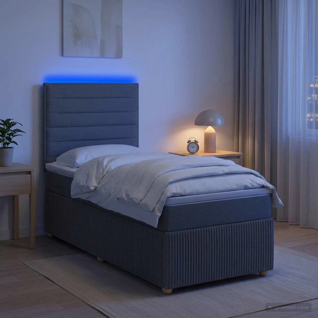 Letto Box Spring LED con Materasso Grigio Scuro 90 x 200 cm 3455763