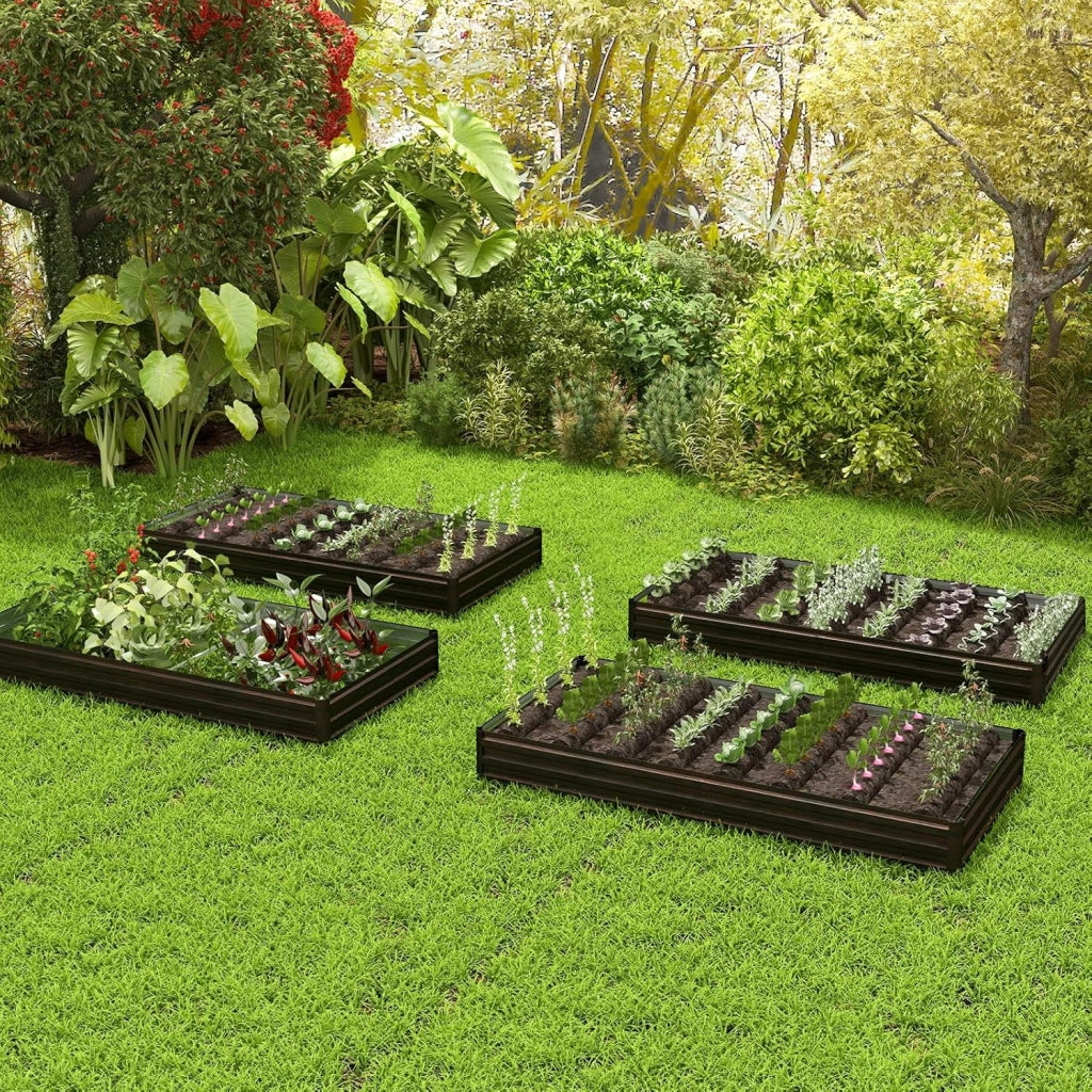 Fioriera in Metallo 240 x 120 x 30 CM, Orto Rialzato con Base Aperta, Aiuola da Esterno per Piante, Verdure, Frutta, Erbe Aromatiche e Fiori