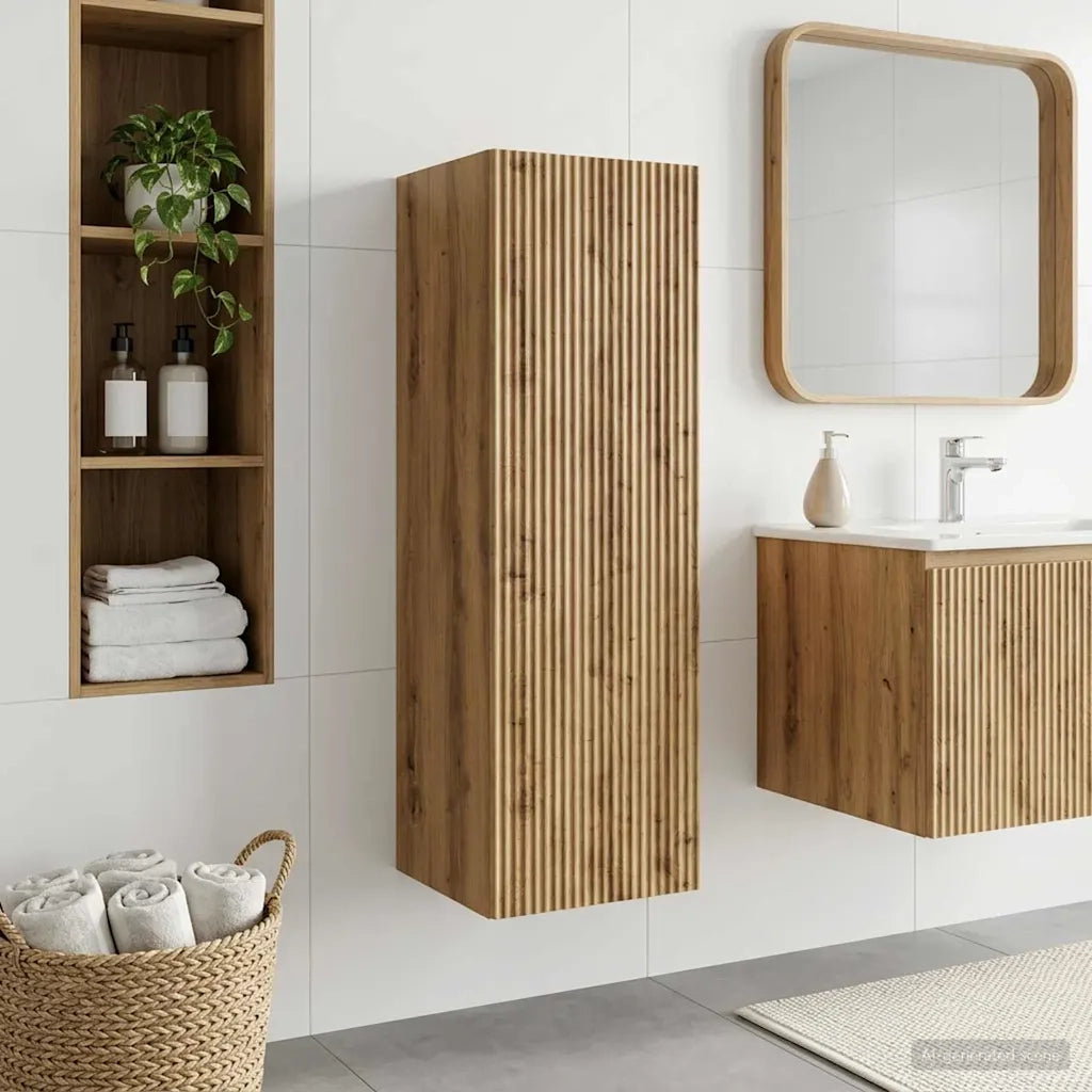 Mobiletto da Bagno a Muro Rovere Artigianale 33 x 34,5 x 60 cm