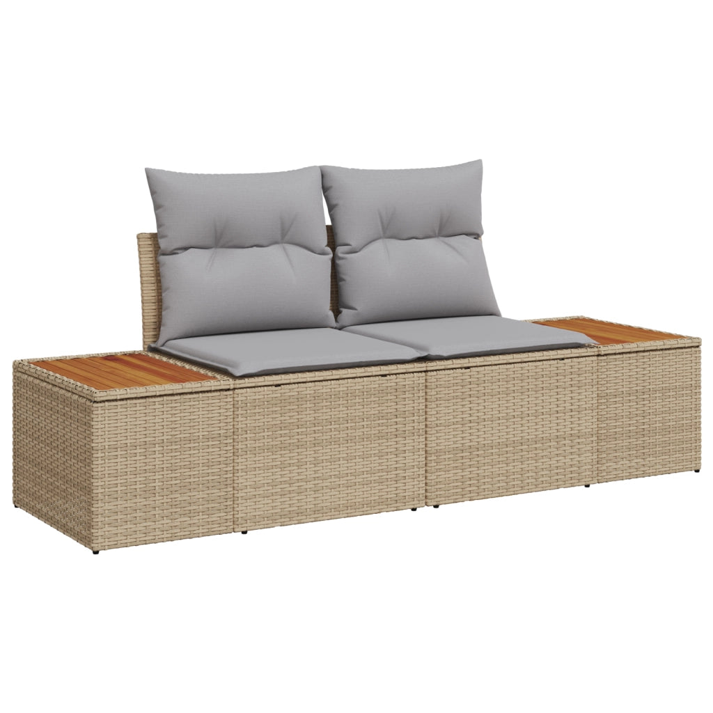 Set di sofÃ  da giardino  9 pezzi con cuscini beige in polyrattan acacia
