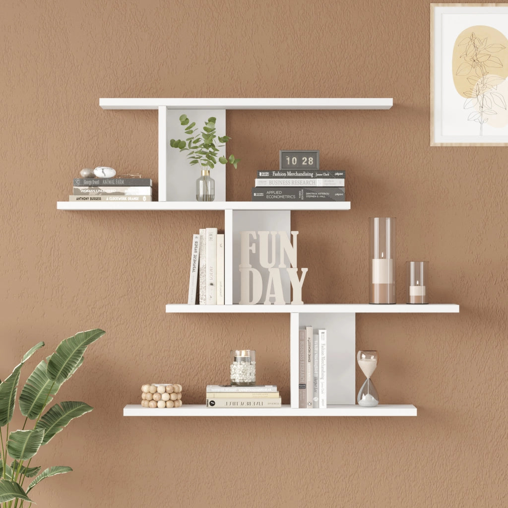 Scaffale da Parete Hökkomi Libreria da Muro 78 x 99 x 15 cm Bianco [en.casa]