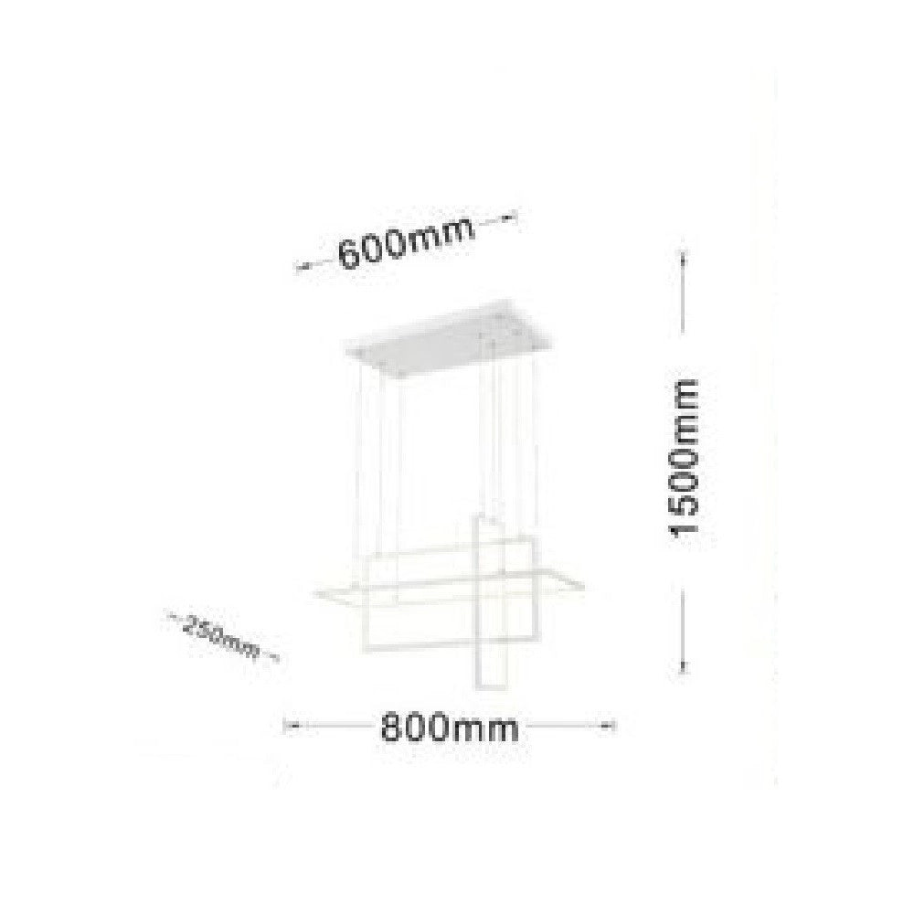 Trade Shop - Lampadario Sospensione 3 Rettangoli Moderna Luce 4000k 3000k 6500k Bianca Lp-35 -