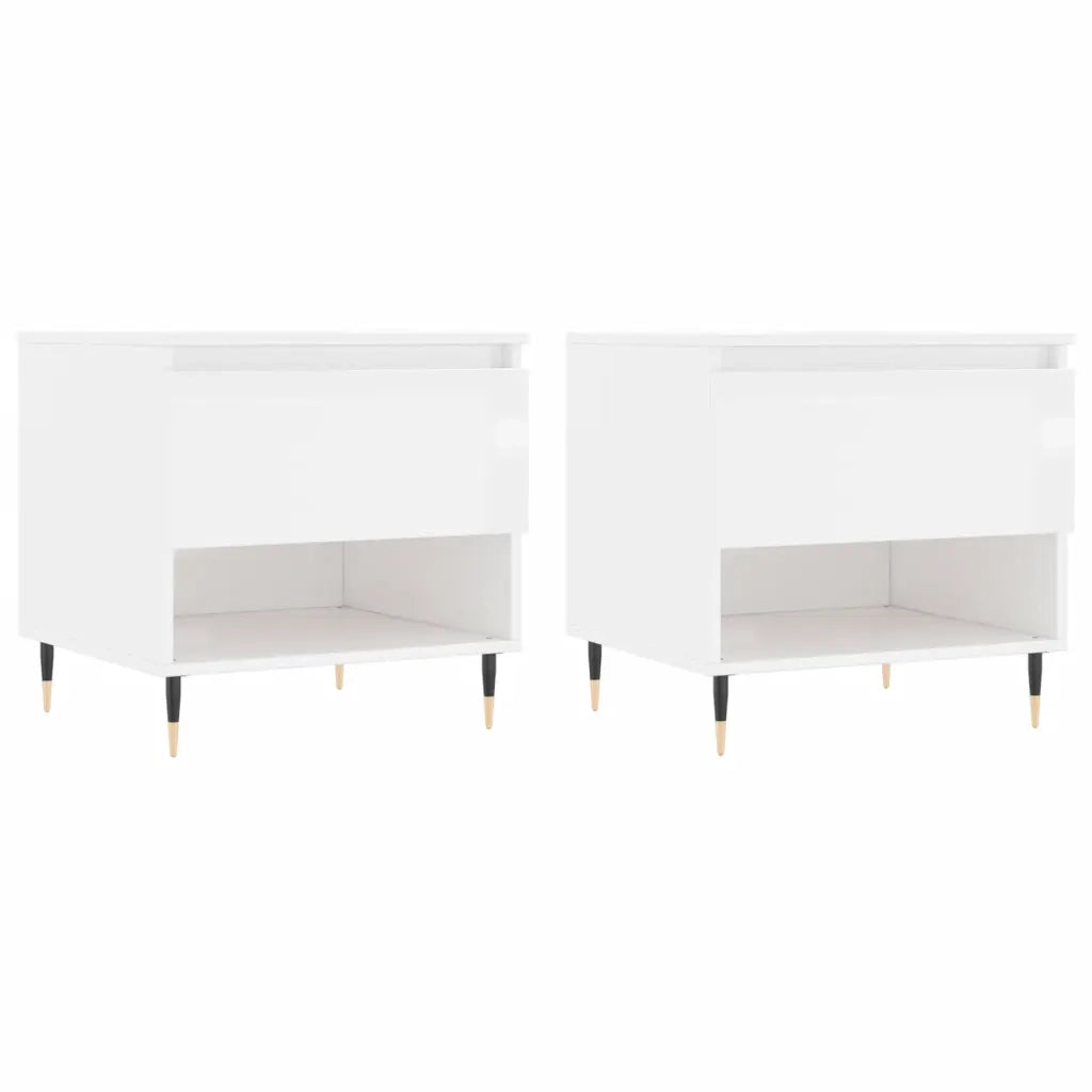 Tavolini Salotto 2pz Bianco Lucido 50x46x50cm Legno Multistratocod mxl 126806