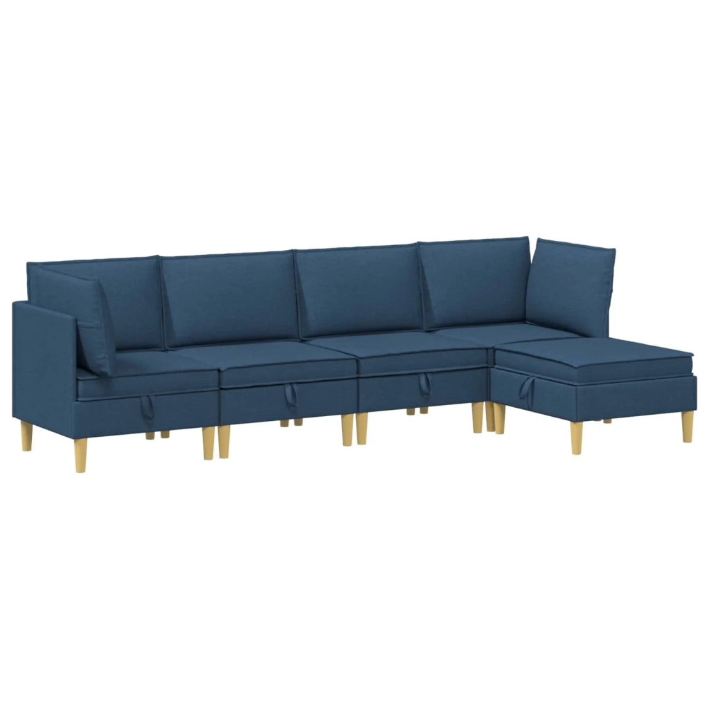Set di divani modulari con spazio di archiviazione 5 pcs Blu
