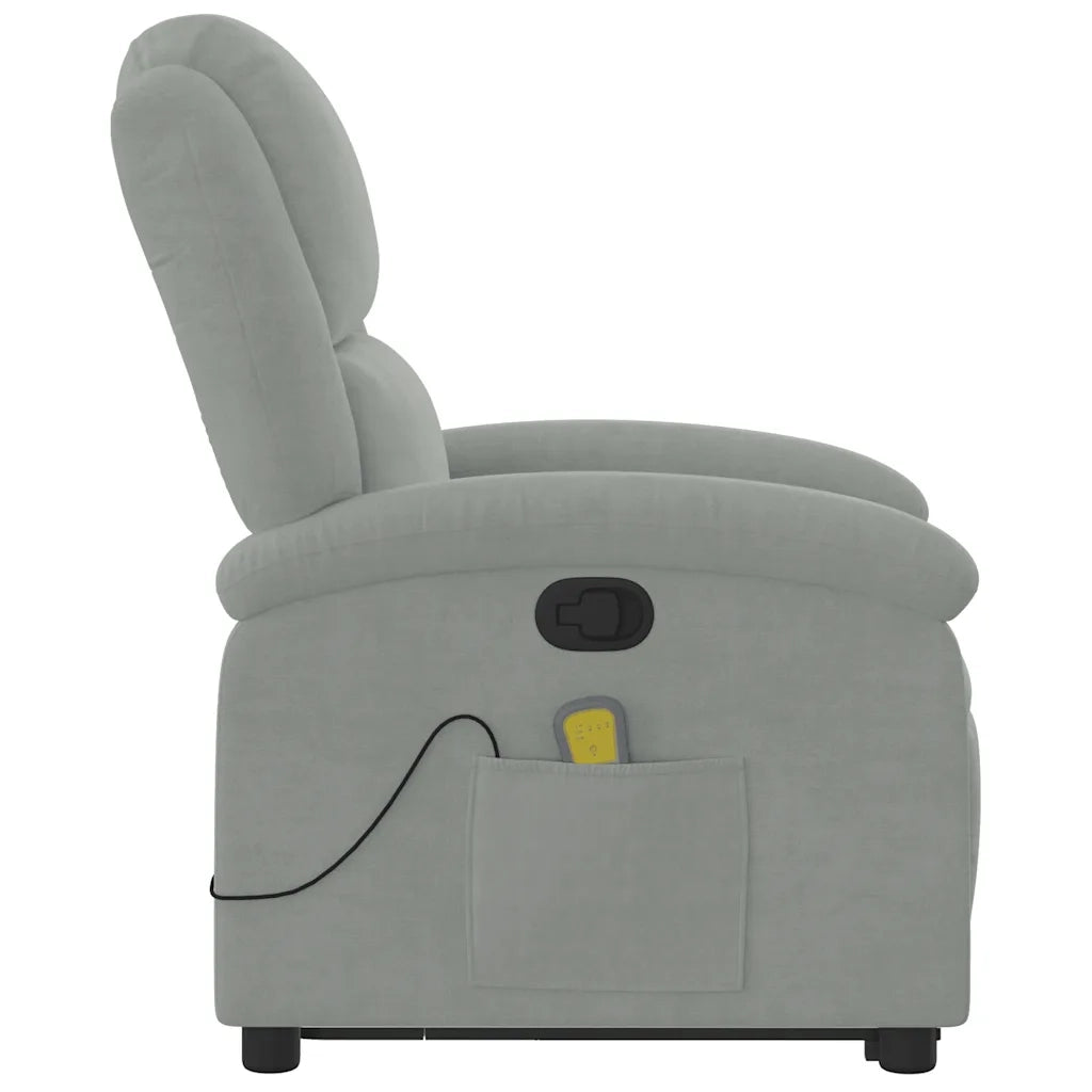 Poltrona Alzapersona Reclinabile Grigio Chiaro in Velluto 3204311