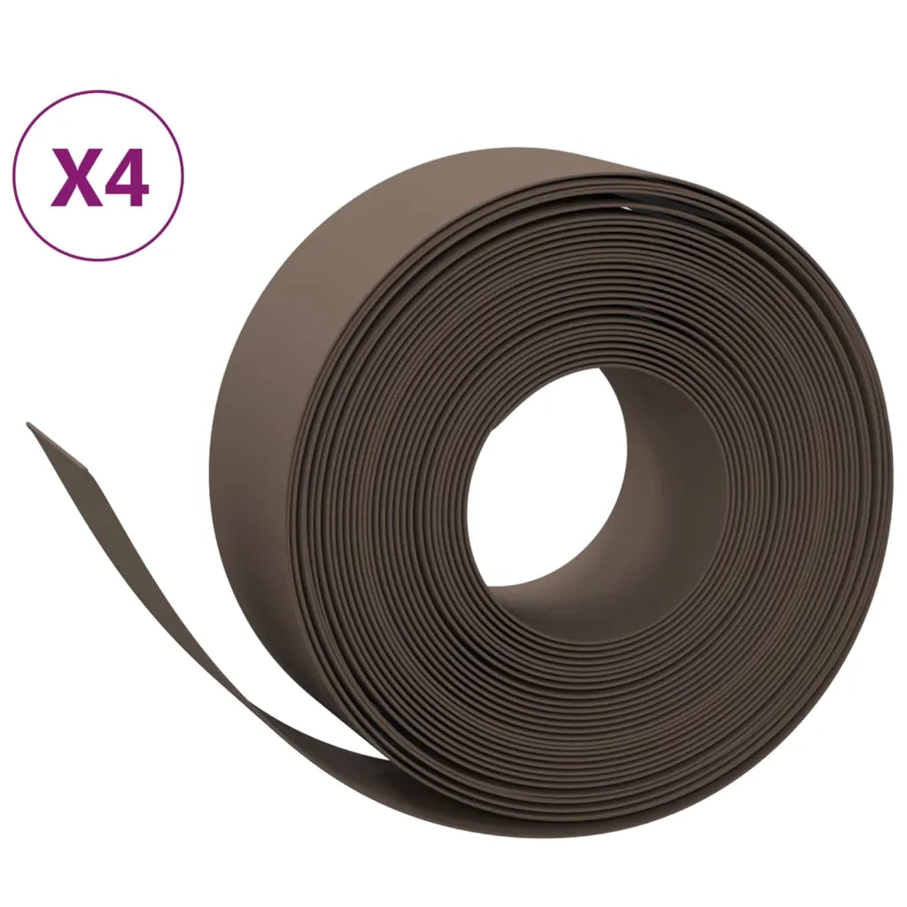 Bordature da Giardino 4 pz Marroni 10 m 20 cm in Polietilene 3155462