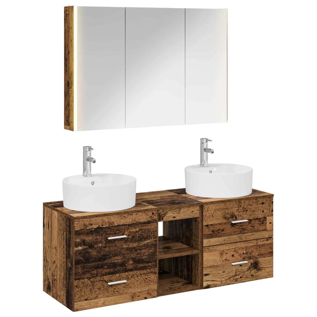 Set di mobili per il bagno 4 pcs Legno antico 3406909