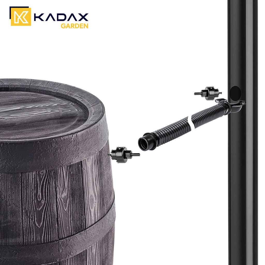 Serbatoio per acqua piovana KADAX da 250 litri, contenitore per acqua, kit di collegamento, rubinetto