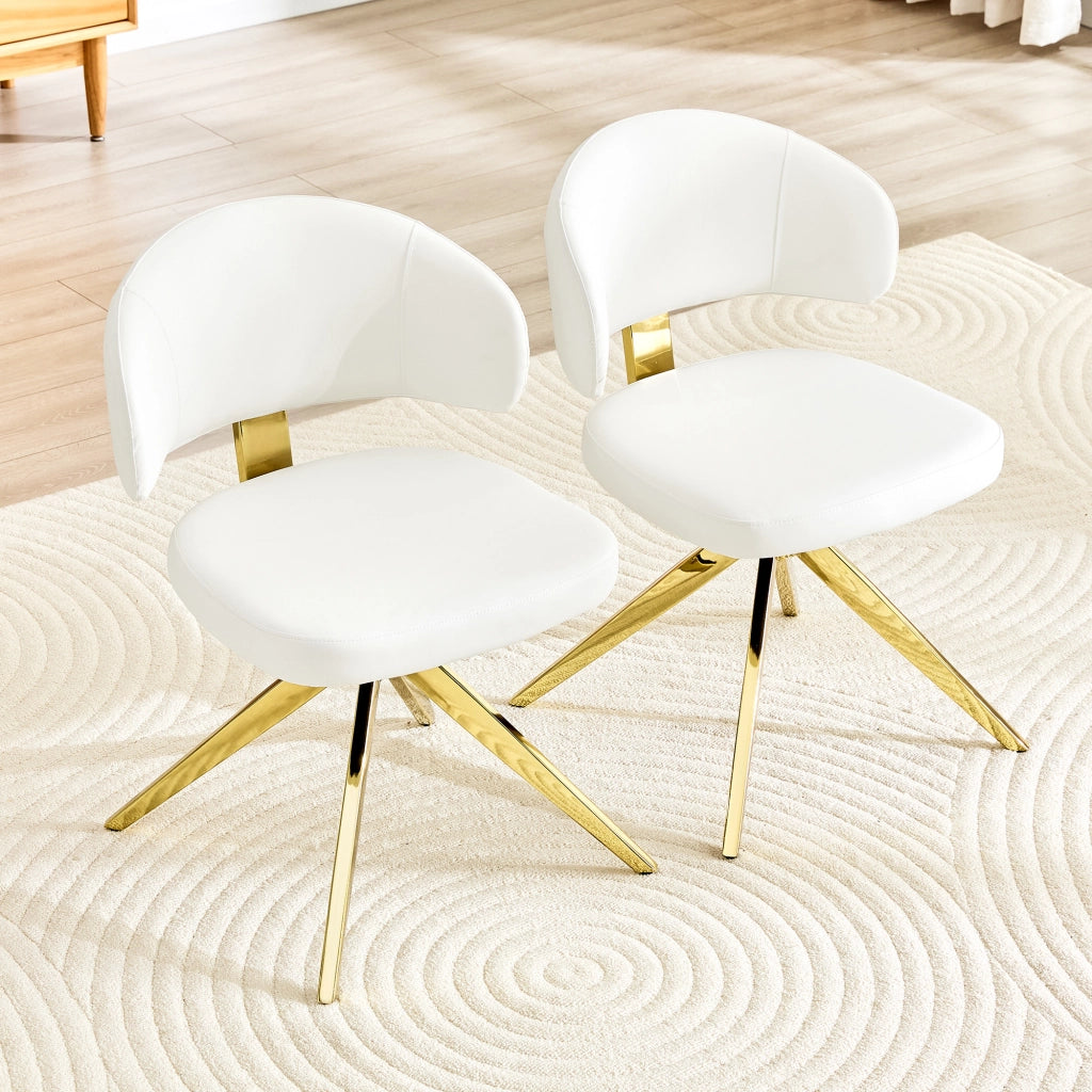 SEDIA girevole 360° Set da 2 in PU Bianco con struttura in metallo