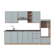 Cucina componibile Fame-Line Blu-grigio chiaro/Rovere dorato 280 cm, PL Antracite Vicco