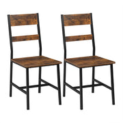 Set 2 Sedie da Pranzo con Schienale, Struttura Metallo e Legno, Design Ergonomico per Cucina/Soggiorno/Balcone, Stile Industriale, Marrone Rustico, K0027EZS-2