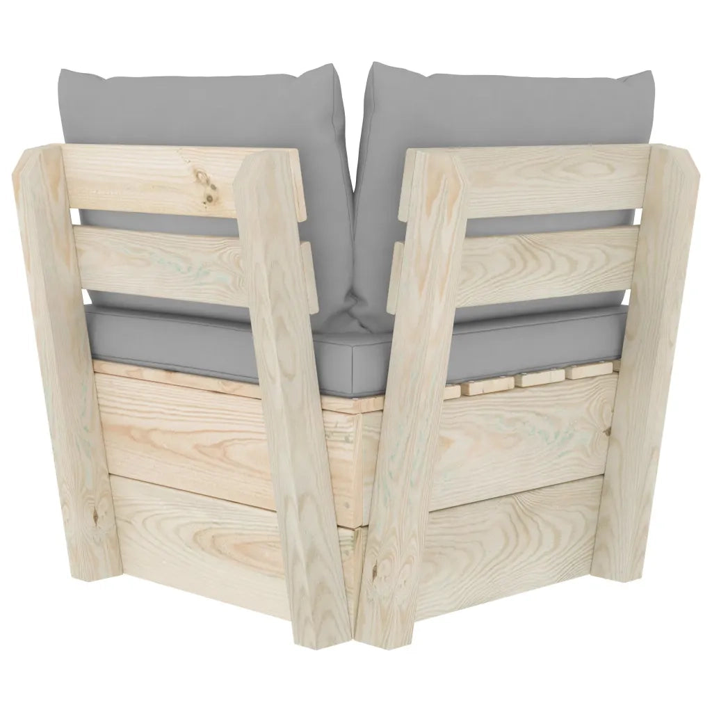 Divano Angolare da Giardino su Pallet e Cuscini Legno di Abete 3063349