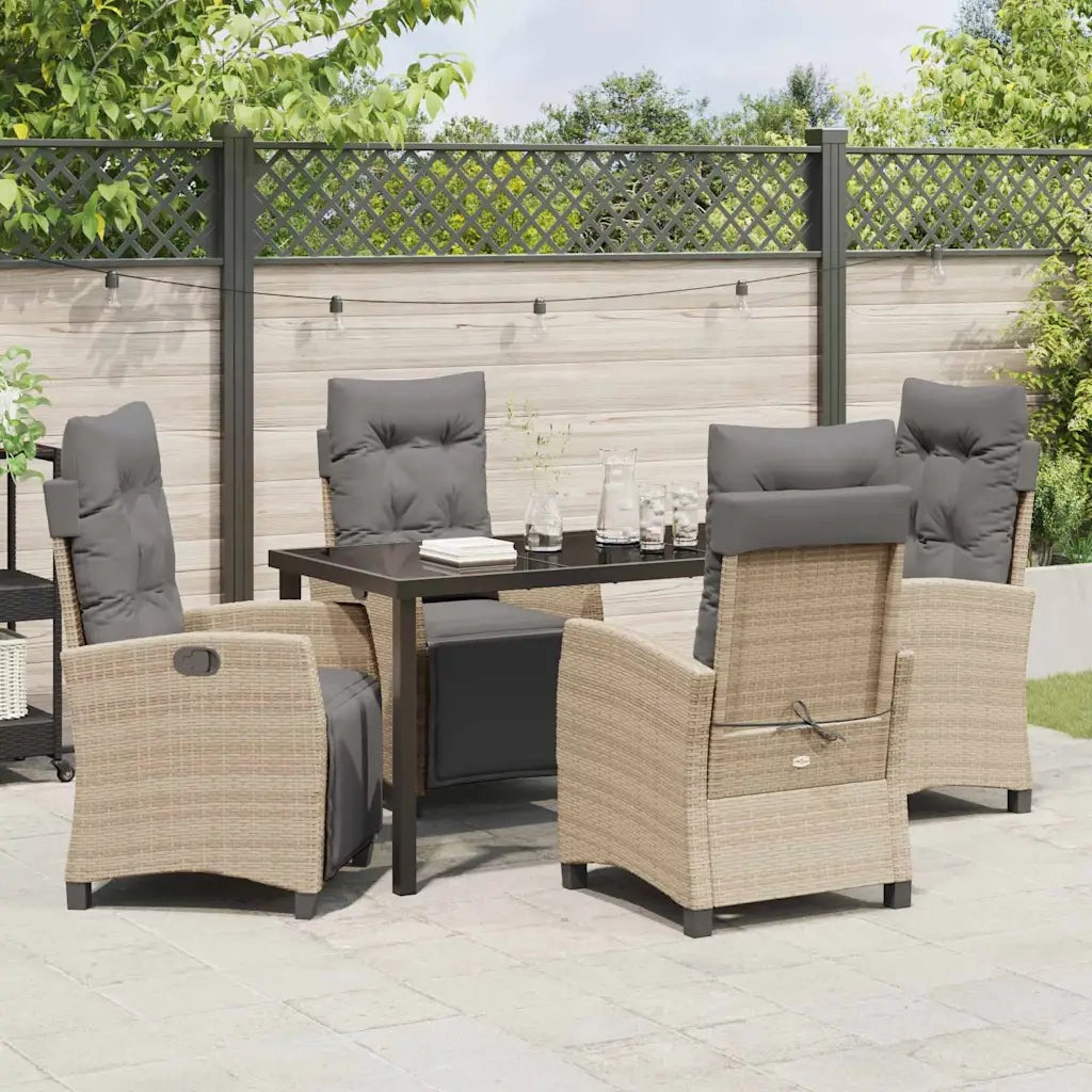 Set da Pranzo per Giardino con cuscino 5 pcs Beige polyrattan 3380451