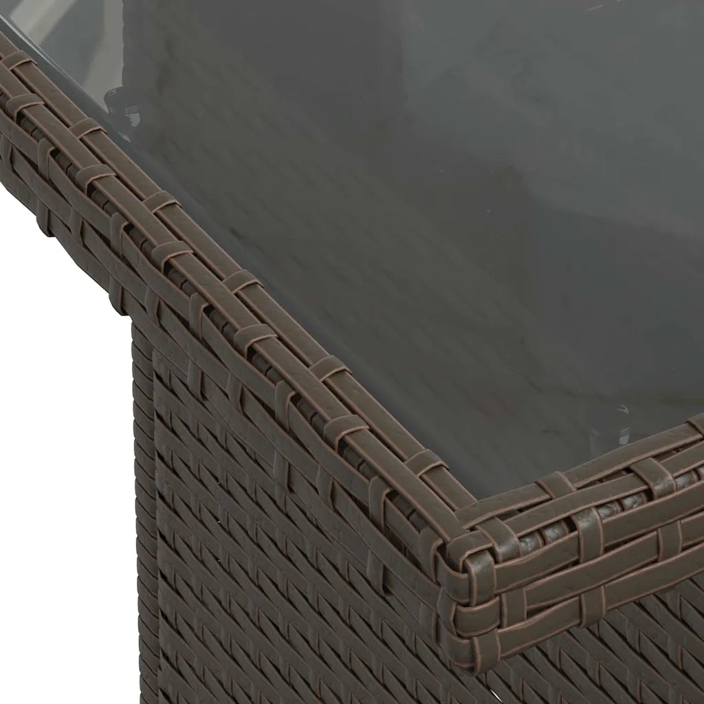 Tavolo da Giardino | Tavolino da esterno Piano Vetro Marrone 100x55x73 cm Polyrattan