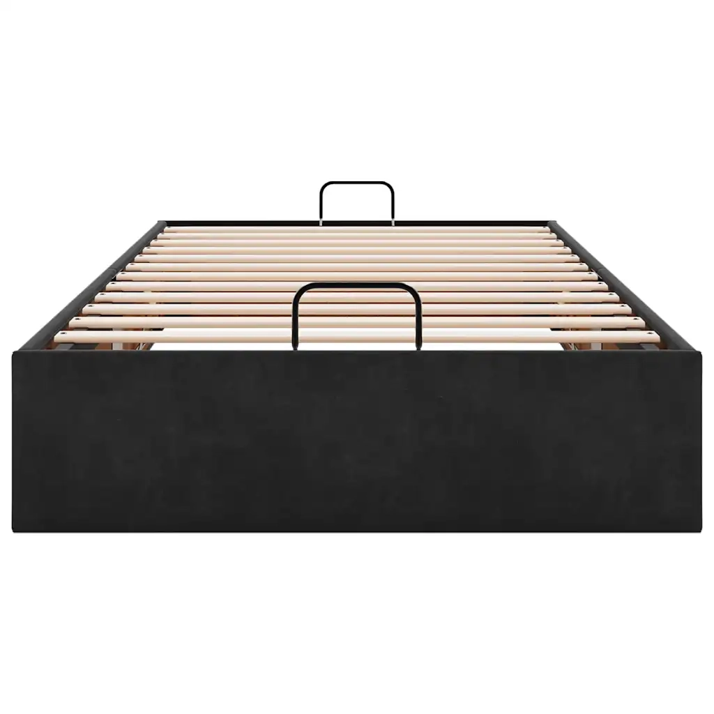 Struttura Letto Pouf Senza Materasso Nero 100x200 cm Velluto