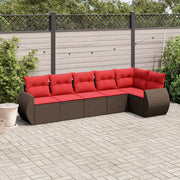 Set Divani da Giardino 6 pz con Cuscini Marrone in Polyrattan 3221393
