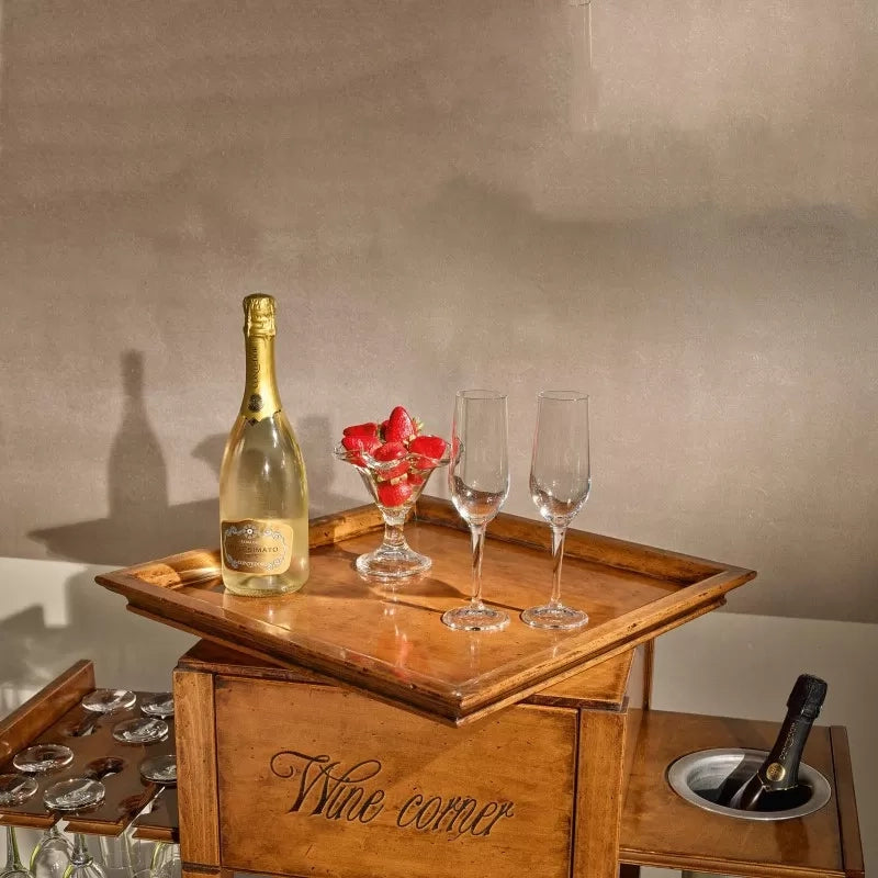 Mobile bar classico legno portabottiglie 48x48x110