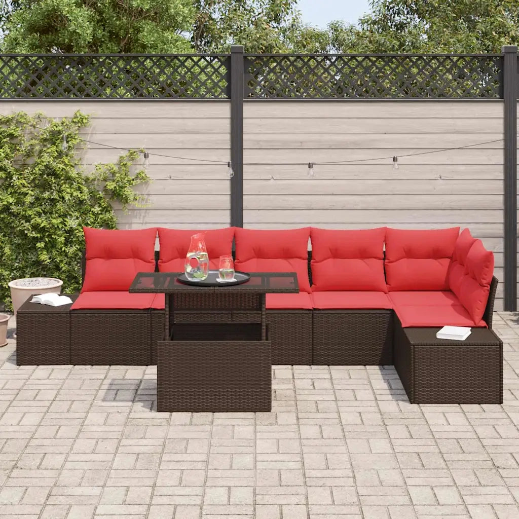 Set Divano da Giardino 7 pz Marrone polyrattan 3357937
