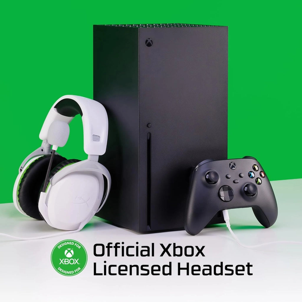 CloudX Stinger II, Cuffie da Gaming, Connessione Cablata a 3,5mm, Telaio in Plastica, Cuscinetti in Memory Foam Rivestiti in Similpelle, Comandi sul Padiglione, Adatto per Xbox, Bianco/Verde
