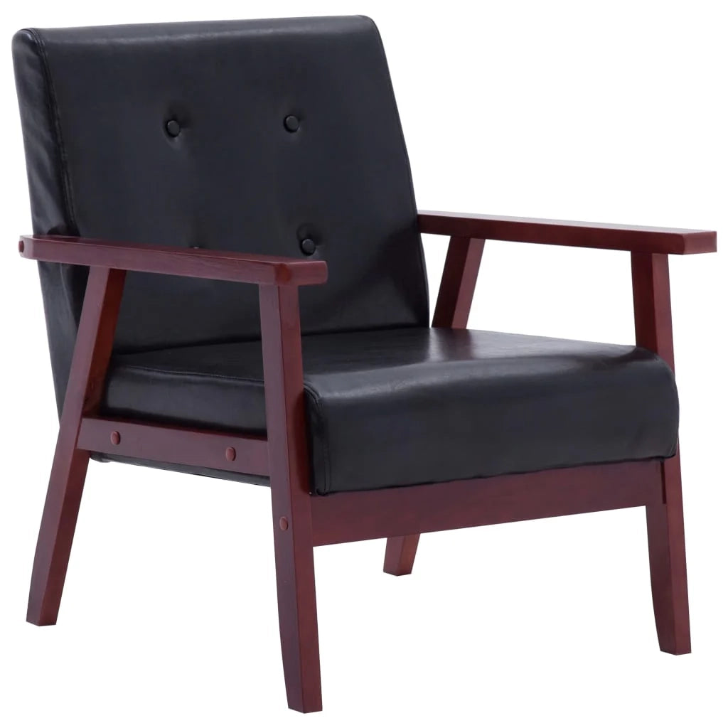 Set divano 2 pezzi 158 x 67 x 73,5 cm similpelle nera 02_0019538