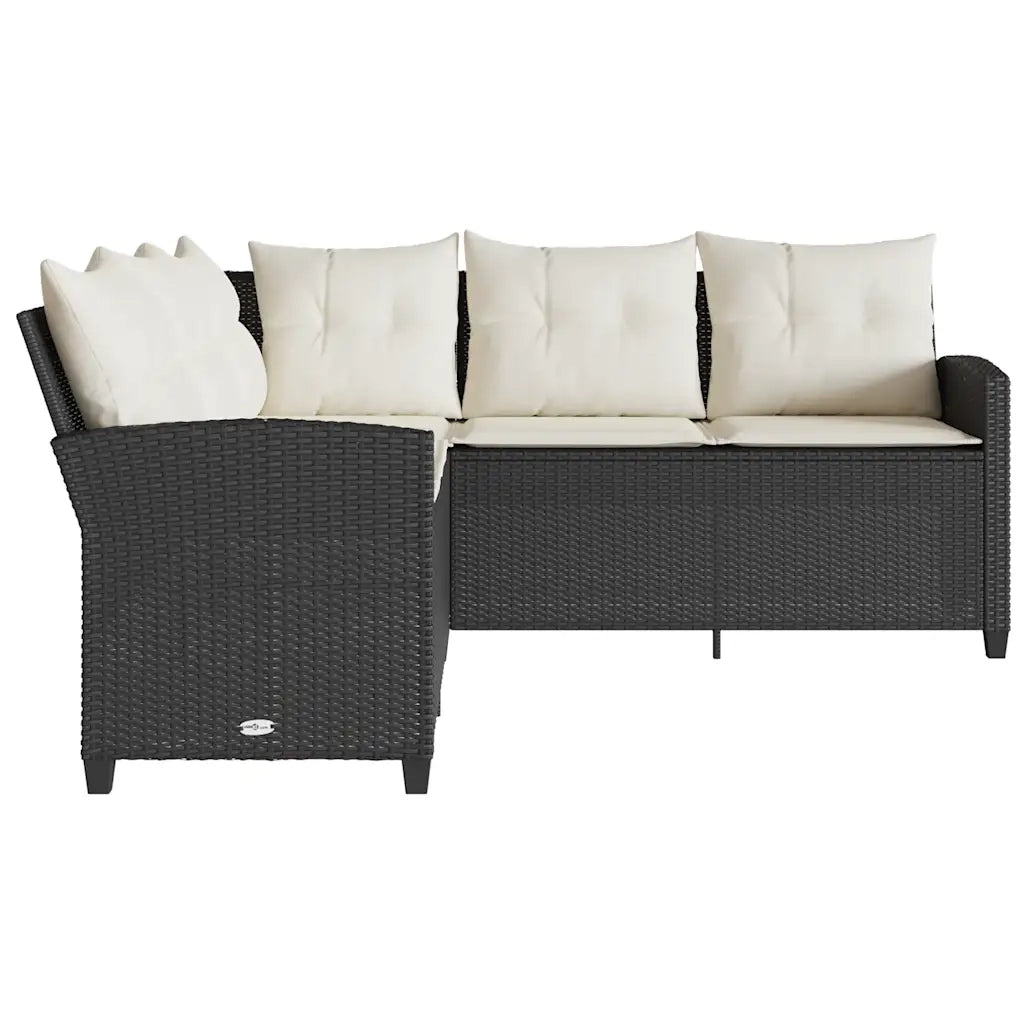 Divano a Forma di L con Cuscini in Polyrattan Nero 365415