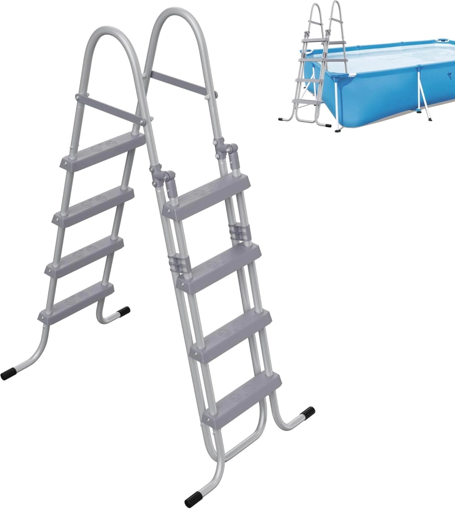Scala per piscina a 4 livelli, altezza 110 cm, pieghevole, con pedali in plastica e piedini antiscivolo, per piscina