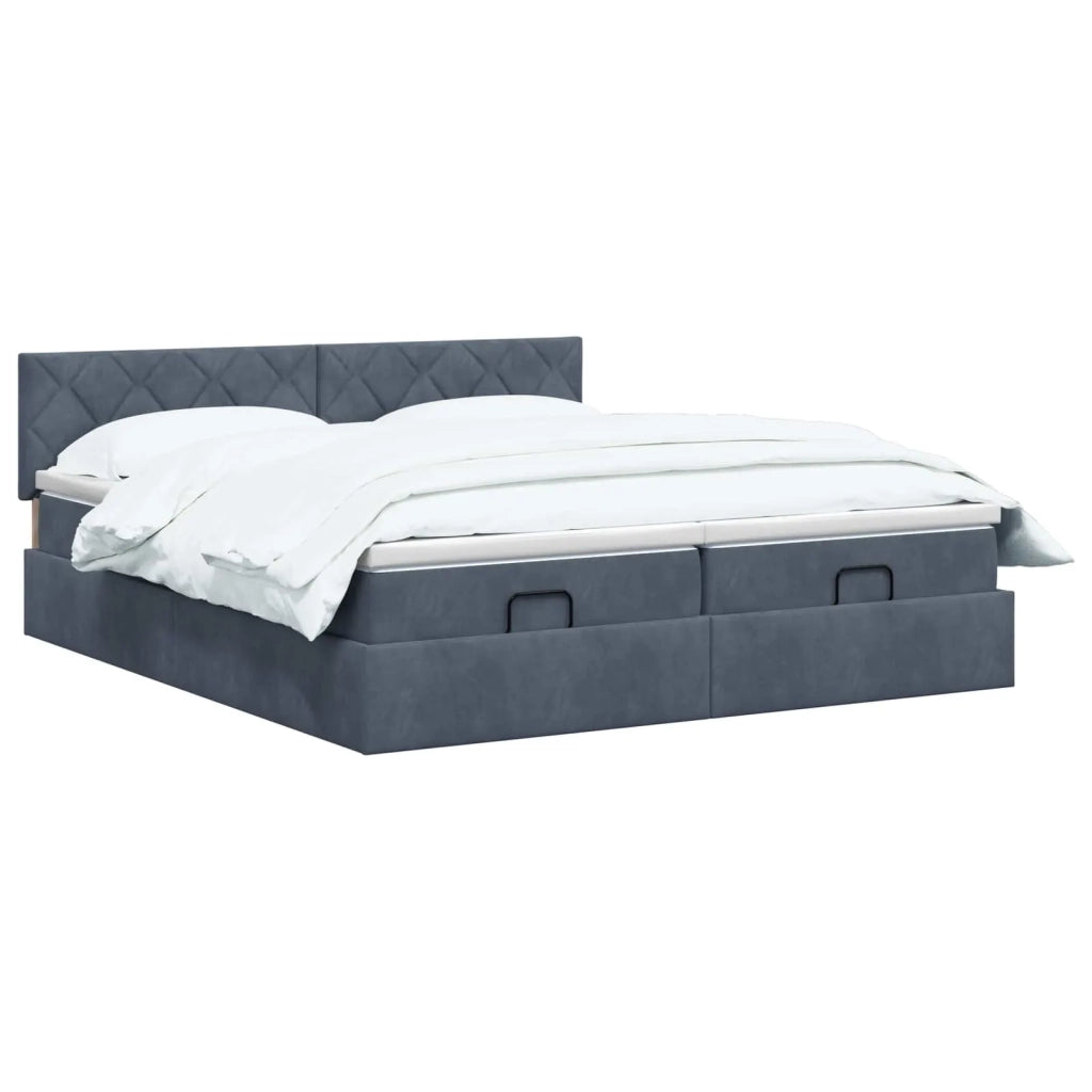Letto ottomano con materasso 2 pz Grigio Scuro Velluto 3456769