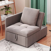 Divano letto 3 in 1 con schienale regolabile in tessuto di lino grigio