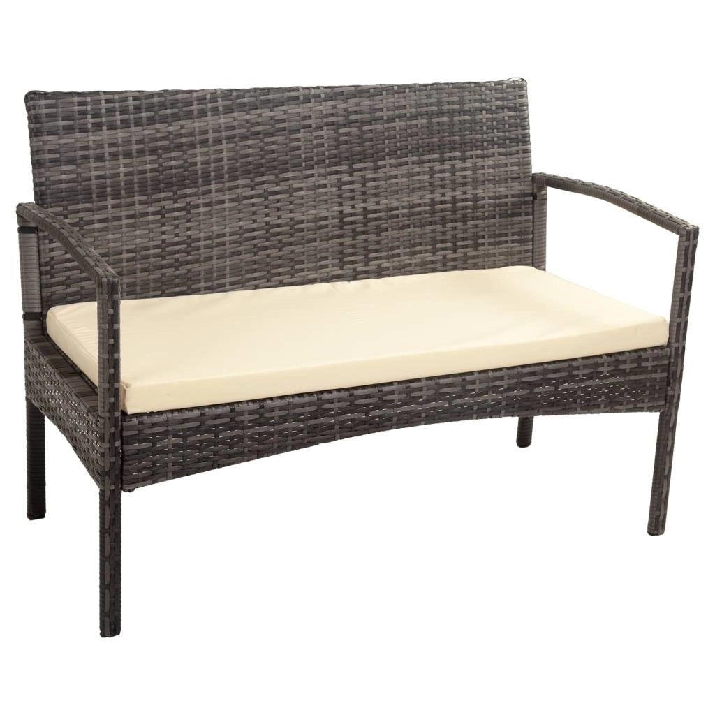 Panchina in rattan grigio 110x55x85h cm