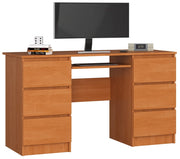 Scrivania per computer AKORD A11 Ontano 135 cm 6 cassetti 135x50x77 cm