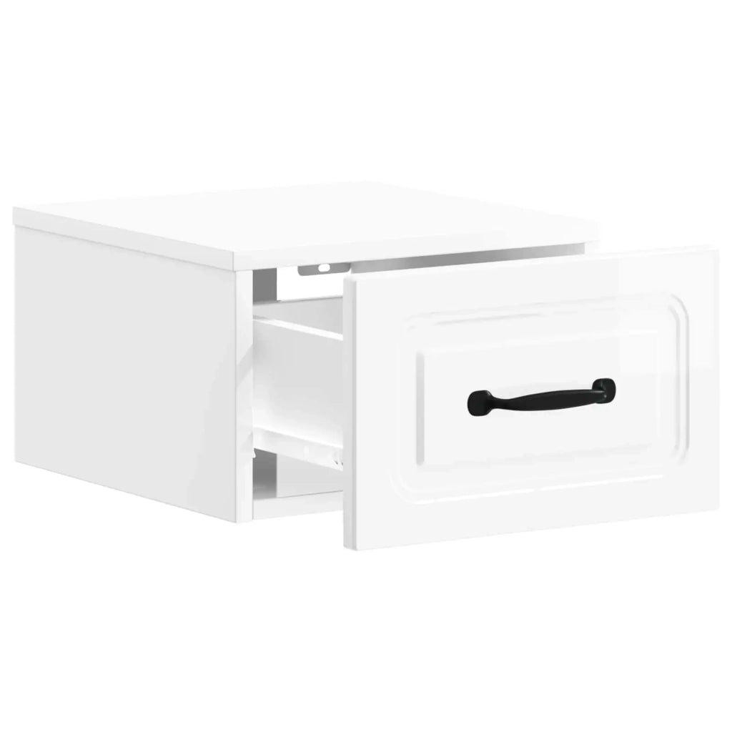 Mobiletto da notte a muro 2 pz Bianco Lucido 34,5 x 33 x 20 cm 899284