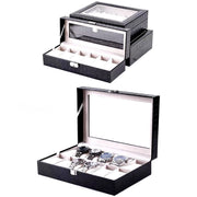 Trade Shop - Scatola Porta Orologi 12 Posti Con Vetro Custodia Grande Effetto Pelle Elegante -