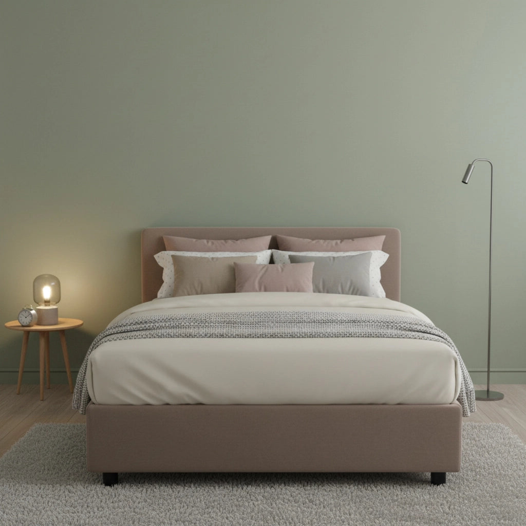Aftis, Letto Piazza e Mezza Materasso Incluso Made in Italy, Grigio Tortora