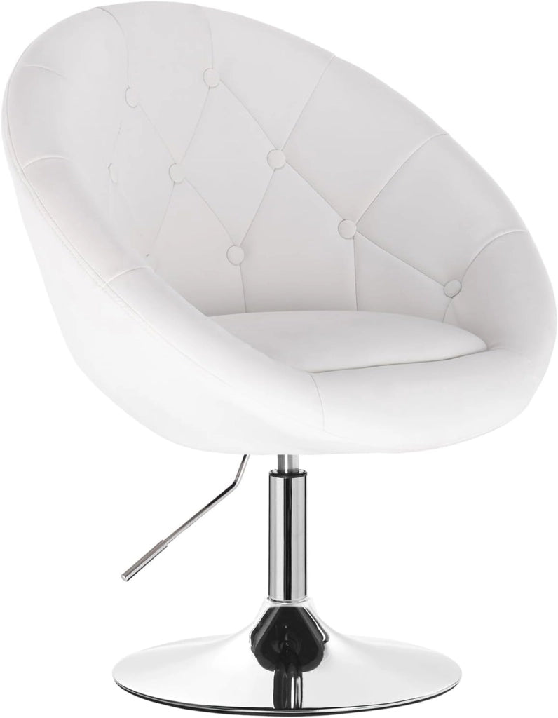 Poltroncina da Bar Sgabello Girevole Sedia con Schienale Braccioli in PU Altezza Regolabile Bianco