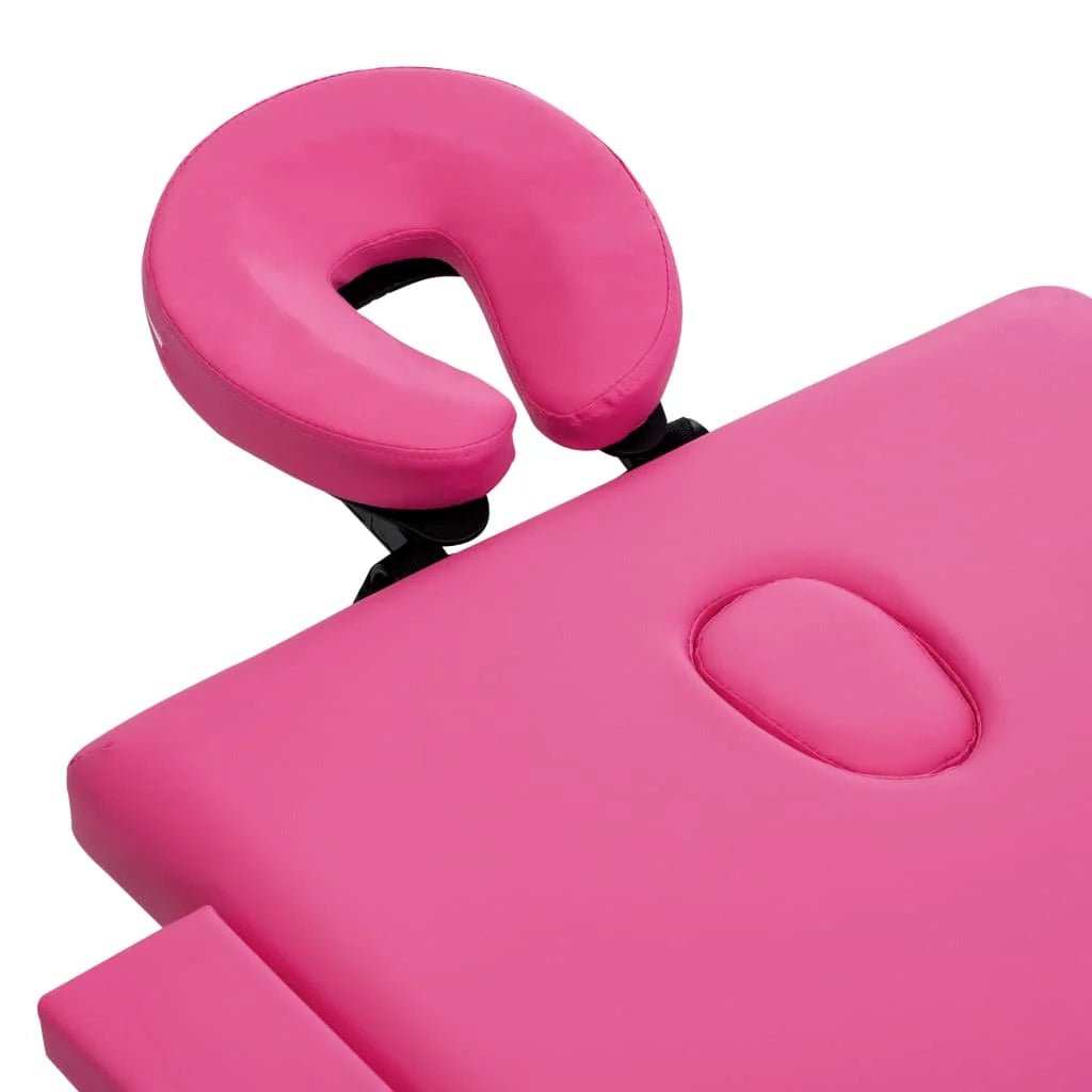 Lettino da massaggio pieghevole a 2 sezioni acciaio inox rosa 02_0001809