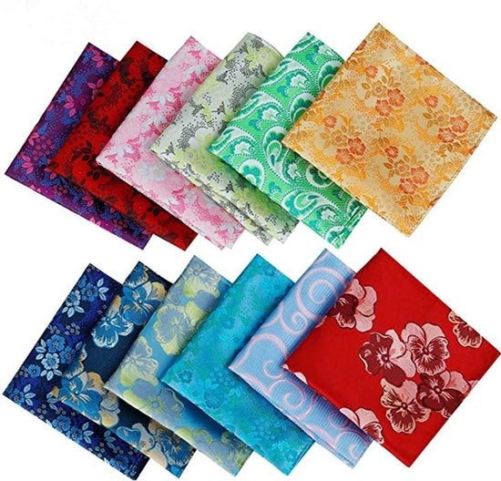 Pochette/Zakdoeken per Uomo - 12 Pezzi - Fatto a Mano - Materiale di Alta Qualità - Lavabile/Resistente