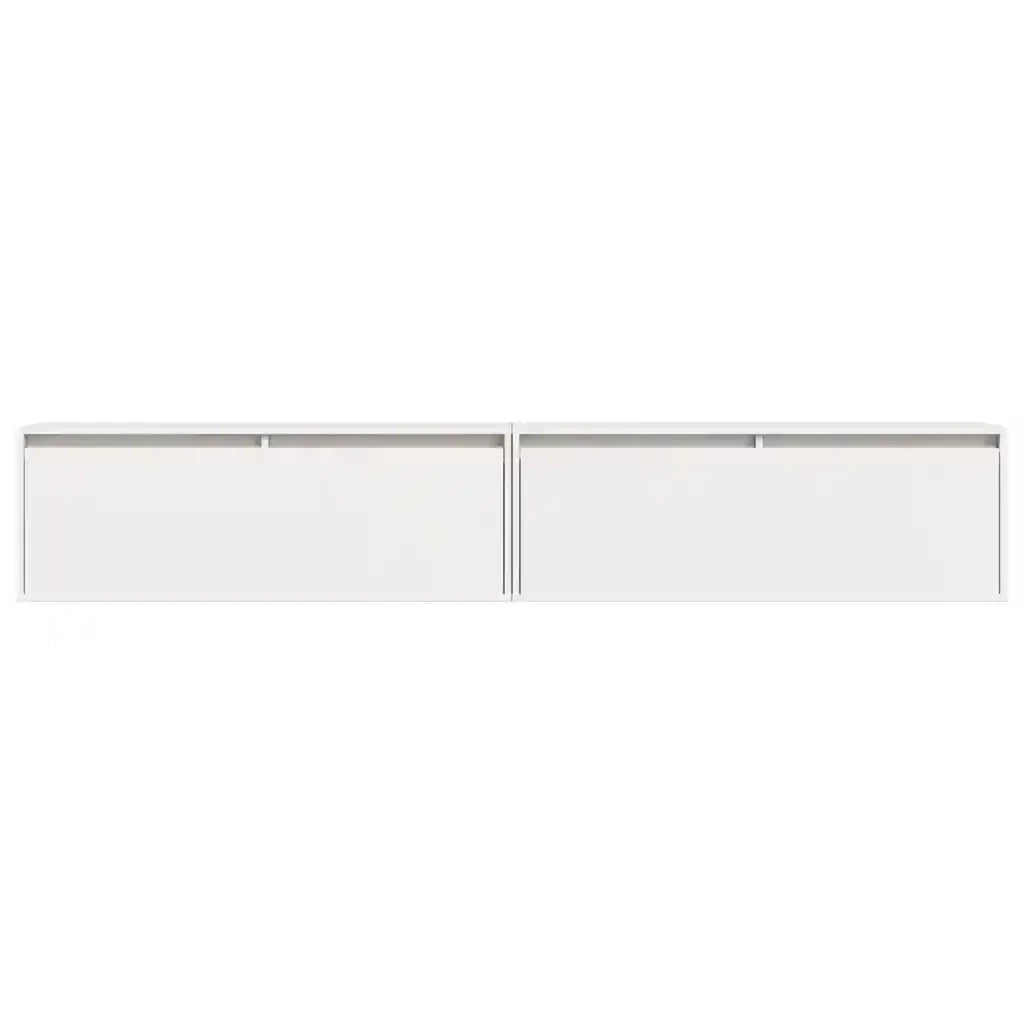 Set di 2 pratici pensili decorativi da parete 100 x 30 x 35 cm in legno massello di pino bianco. Codice articolo: 02_0048079.