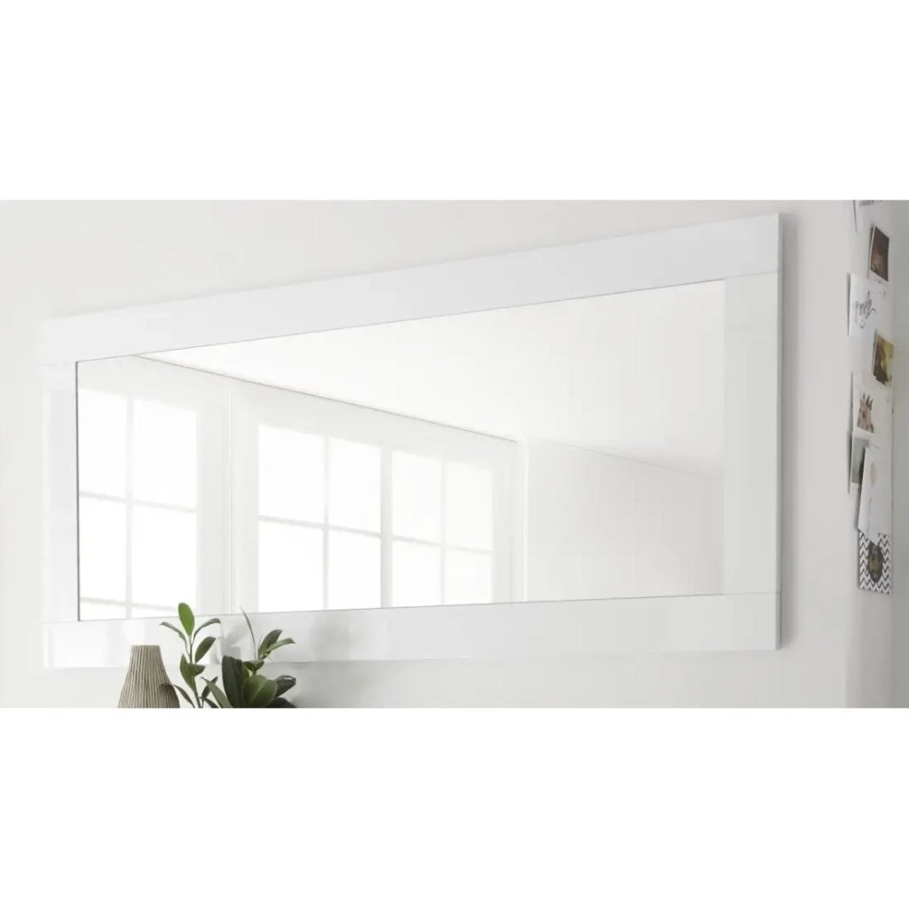 Specchio design, 170x75cm, collezione FOLOMI, bordo bianco lucido laccato