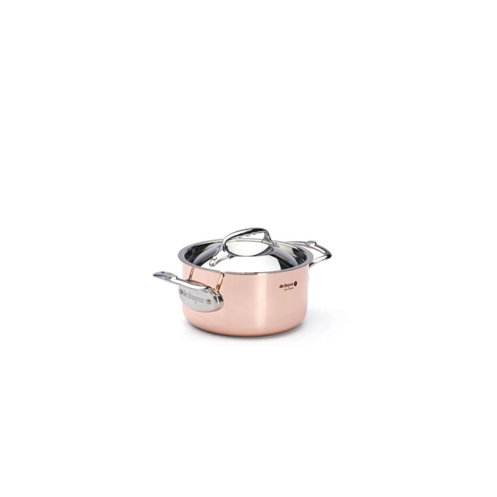 De Buyer 6242.16 Prima Matera Pentola per Induzione 16 cm 1.8 L in Rame e Acciaio Inox colore Dorato e Argento